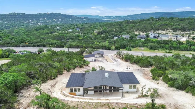 an aerial view of a house