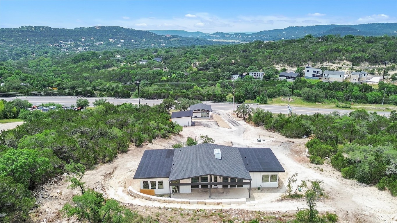 an aerial view of a house