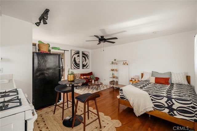 an aerial view of a house with outdoor space