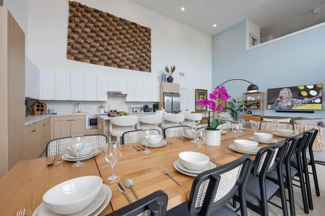 a view of a terrace with outdoor seating