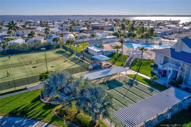 a view of a lake with a city