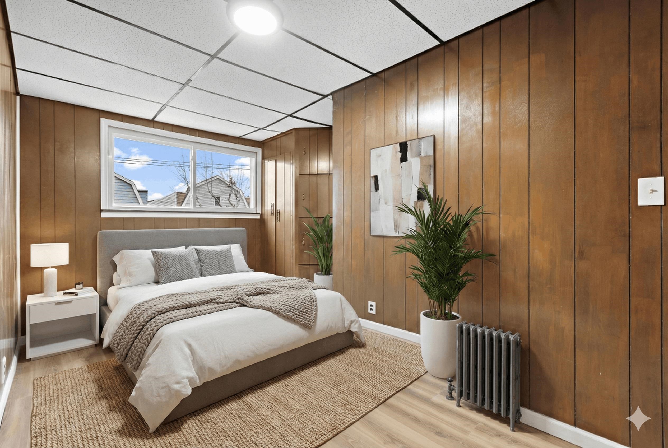 379 Union Street, Unit 2 Jersey City, NJ 07304 - Photo 18 of 20 a spacious bedroom with a large bed and a potted plant