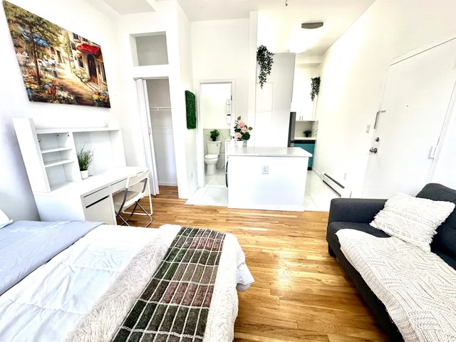 a living room with furniture and a rug