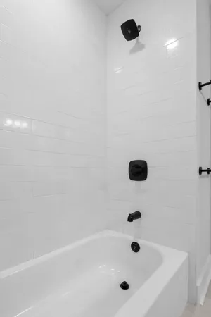 a bathroom with a bathtub