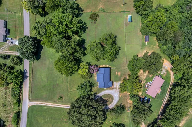 an aerial view of a house
