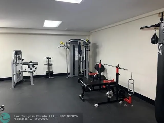 a view of a room with gym equipment