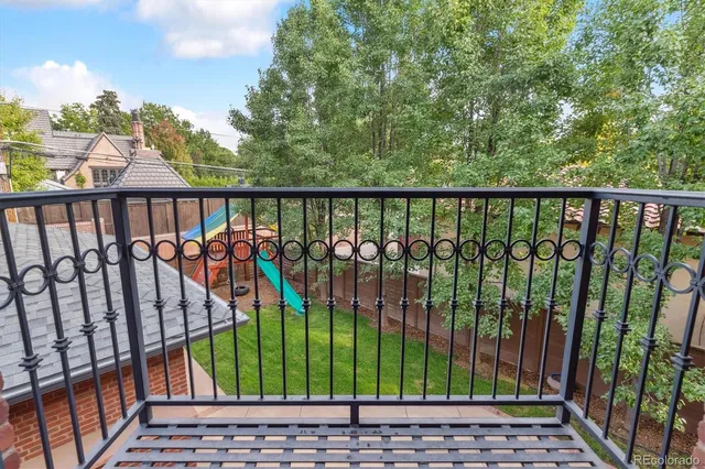 a balcony with street view