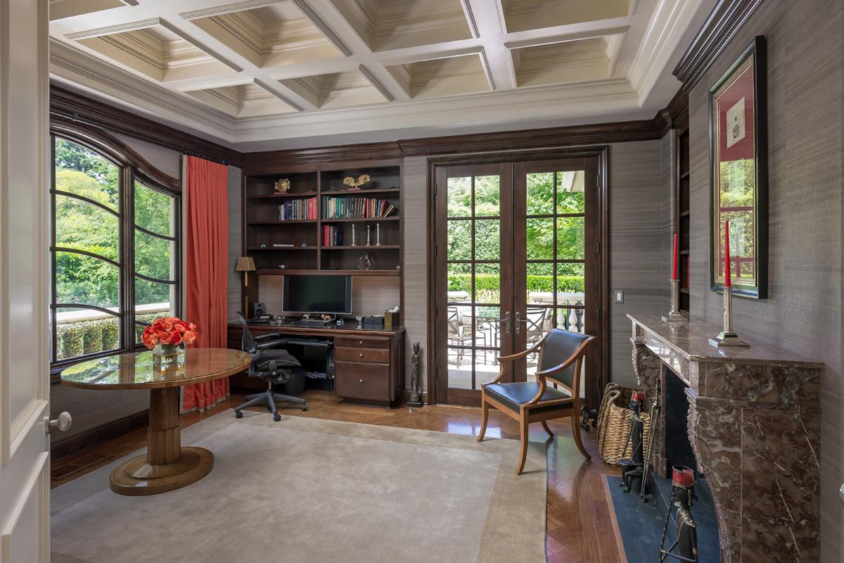 87 Patricia Drive Atherton, CA 94027 - Photo 8 of 41 a living room with furniture a flat screen tv and a floor to ceiling window