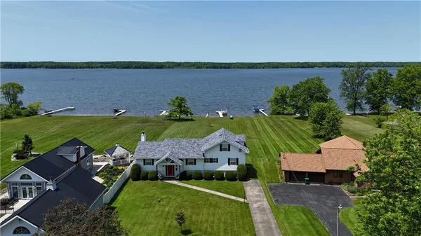a view of outside space and a lake view