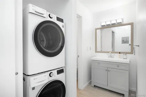 a room with a washer and dryer