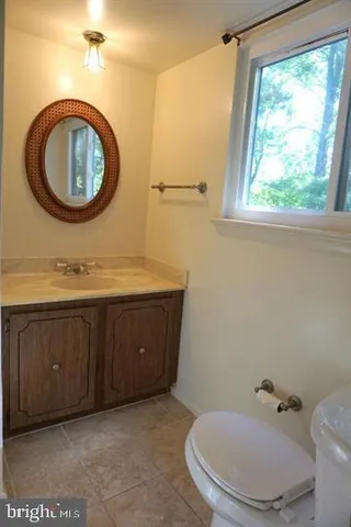 a bathroom with a toilet a sink and a mirror