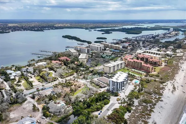 a view of a lake with a city