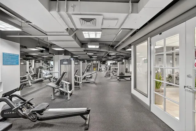 a view of a room with gym equipment
