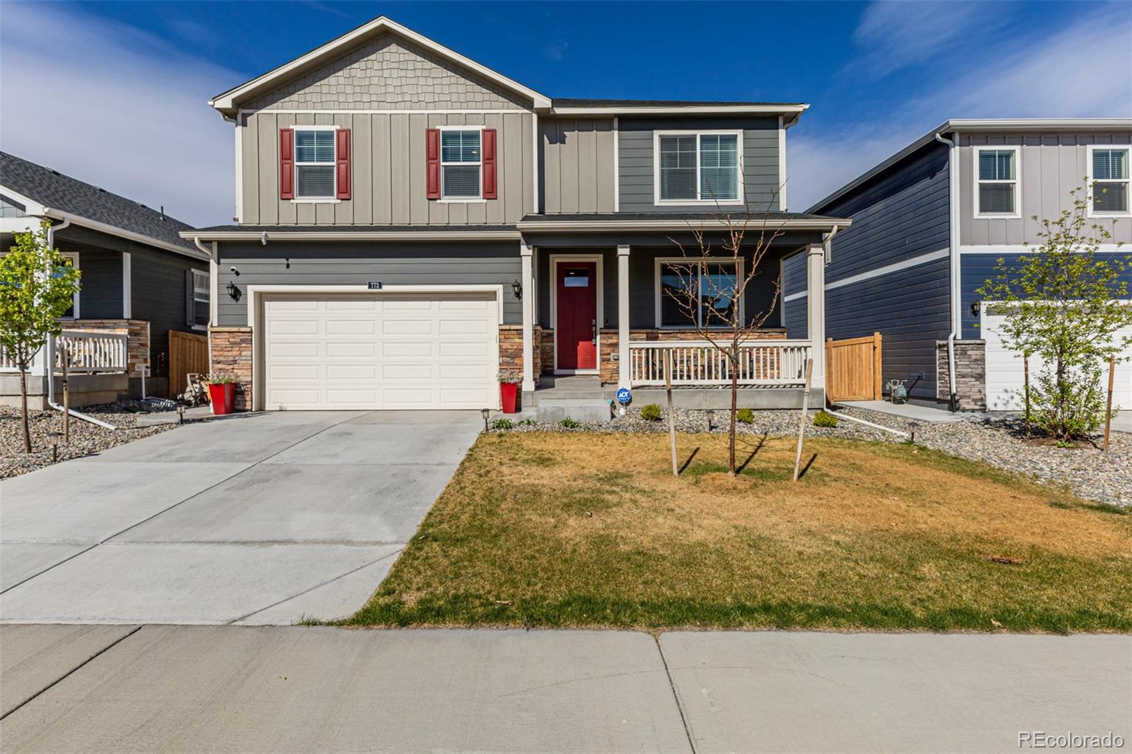 a front view of a house with entertaining space