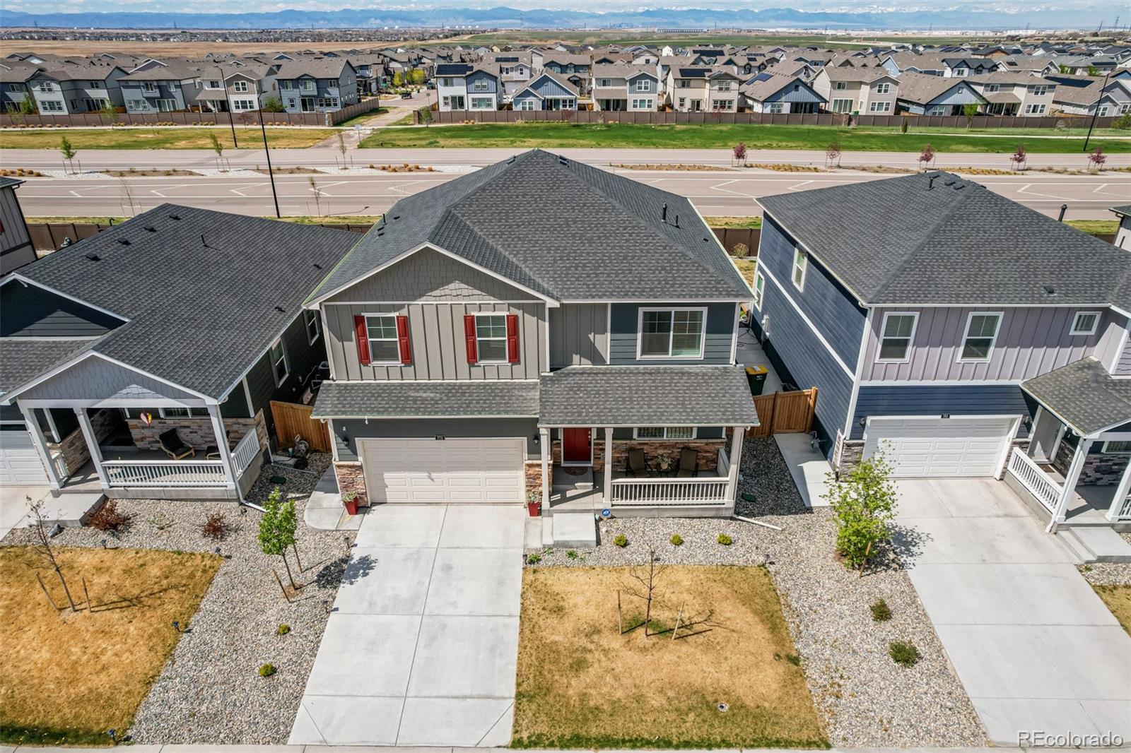 773 Allium Street Watkins, CO 80137 - Photo 37 of 46 an aerial view of a house with a swimming pool yard and outdoor seating