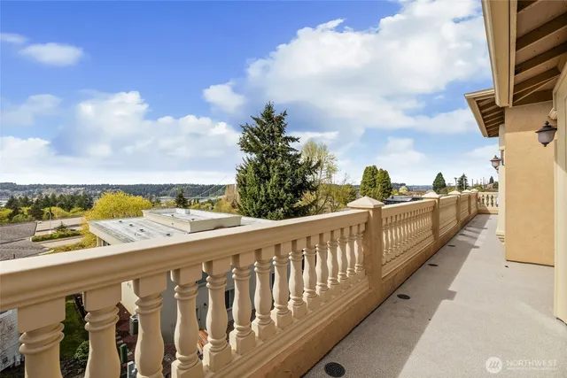 a view of a city from a balcony