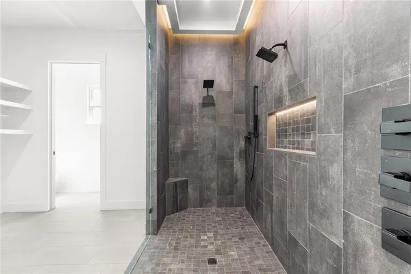 a bathroom with a shower