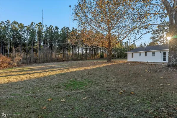 a backyard of a house with lots of green space