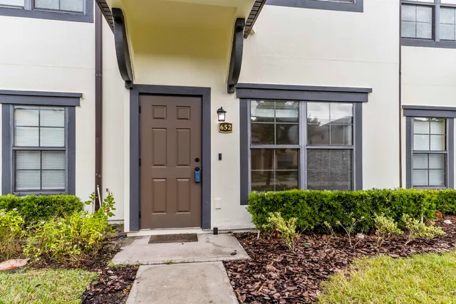 front view of a house with a door