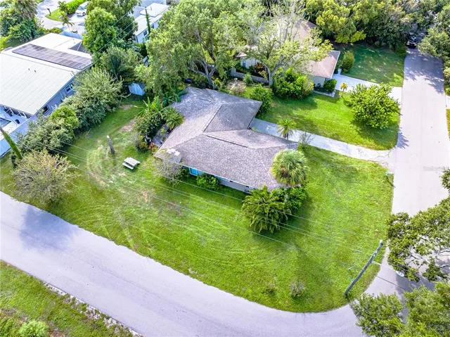 a view of a garden with a pond