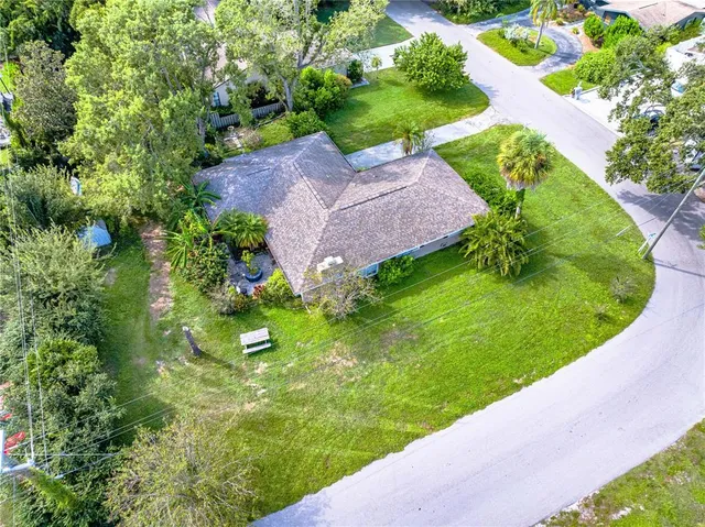 an aerial view of a house