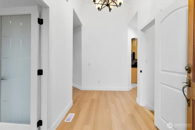 a view of small space with wooden floor