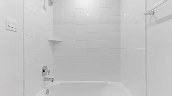 a bathroom with a bathtub