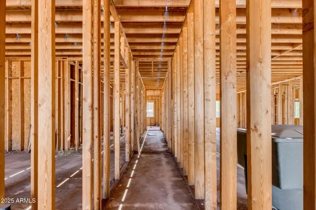 a view of a hallway with windows