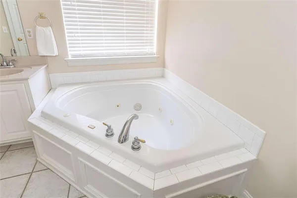 a bathroom with a bathtub