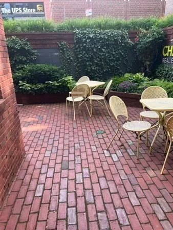 a outdoor view with a seating space