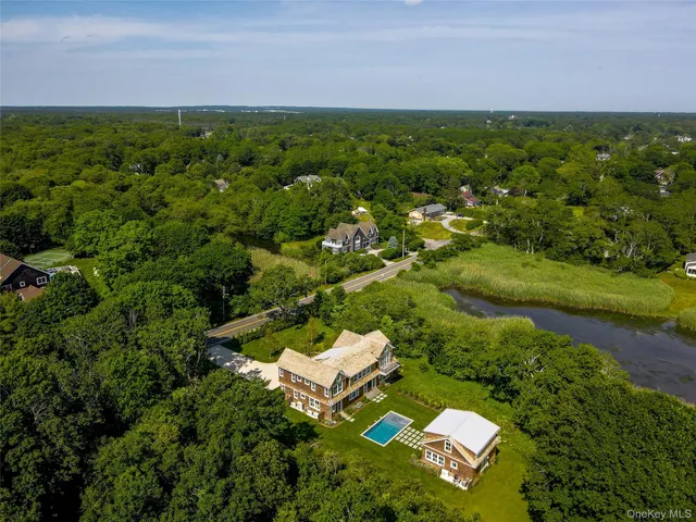 a view of a lake with a city