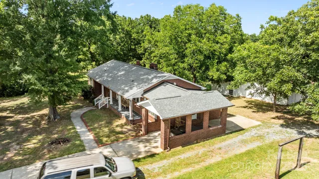 a view of a lake with a yard