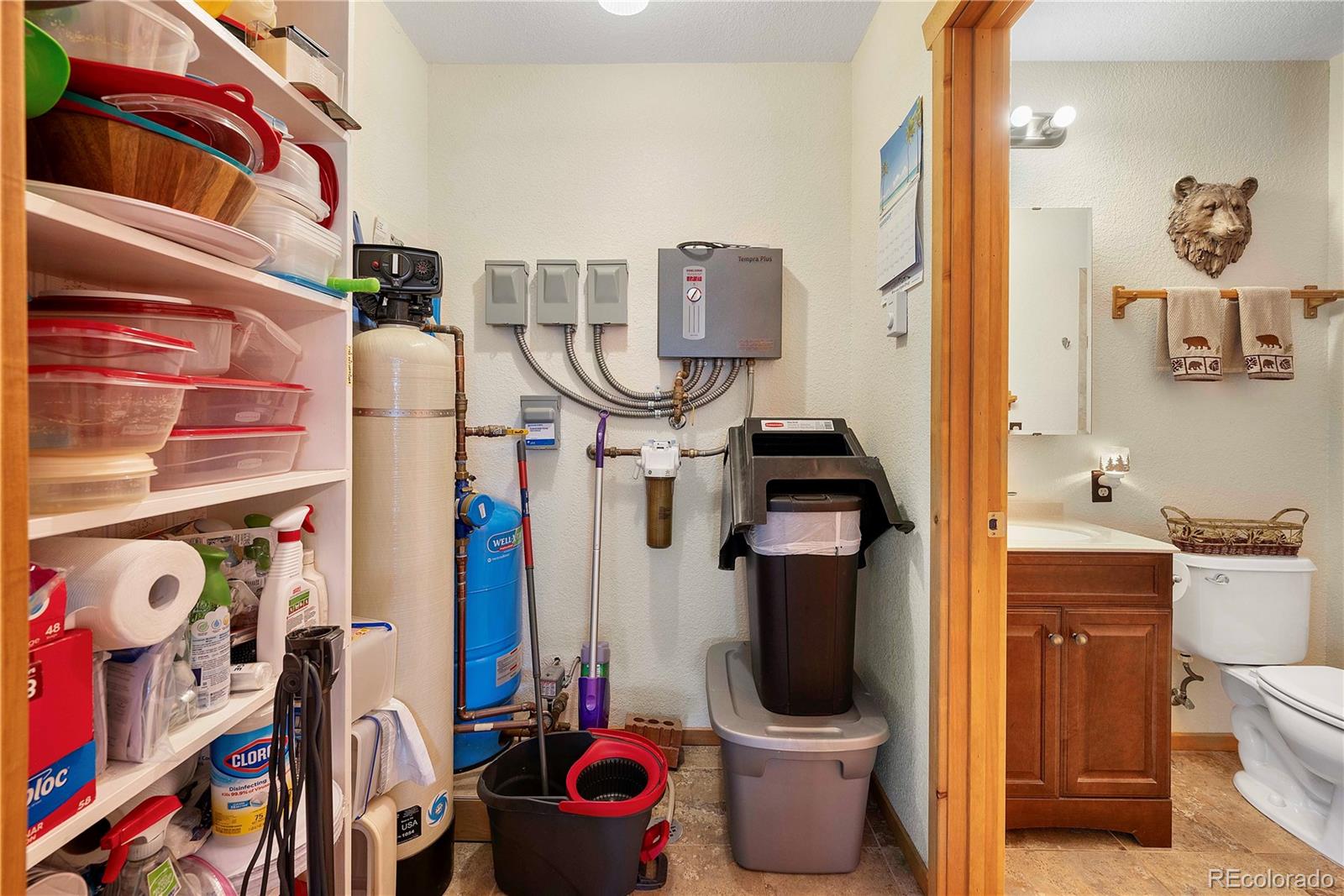 47 Piute Way Como, CO 80432 - Photo 35 of 50 a bathroom with a toilet and a shower curtain