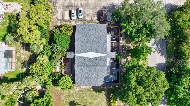 an aerial view of a house