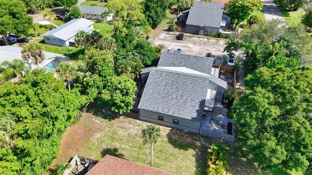 an aerial view of a house