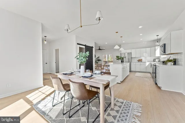 a view of a dining area with furniture