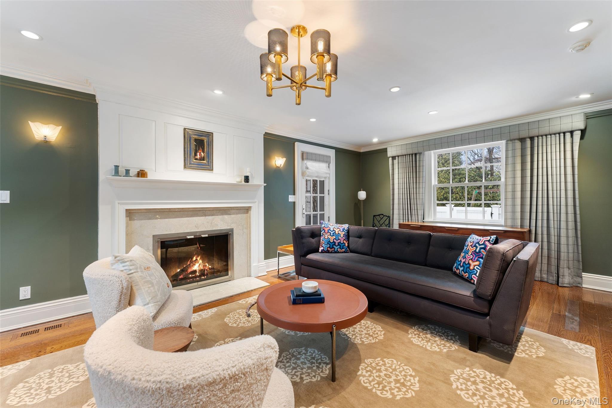 280 Clayton Road Scarsdale, NY 10583 - Photo 9 of 48 Living room with gas marble fireplace