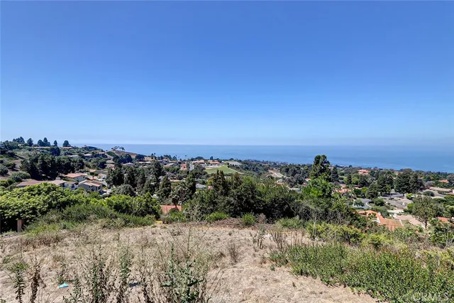 a view of a city and mountain in the back