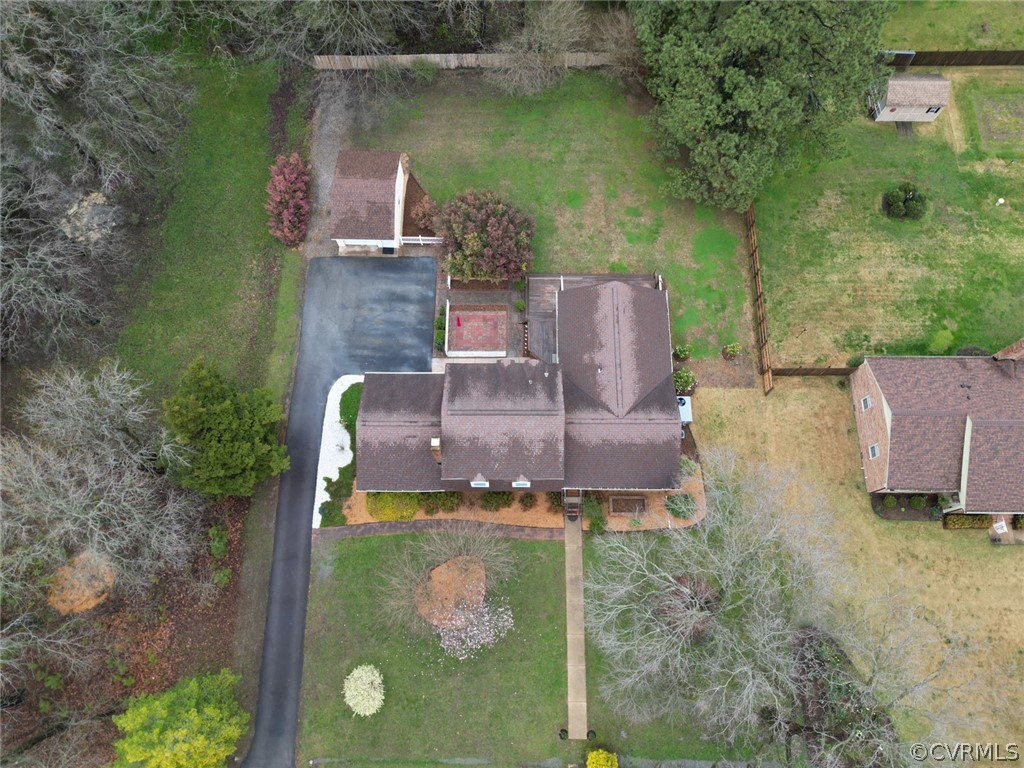 2106 Mt Blanco Road Chester, VA 23836 - Photo 49 of 50 an aerial view of a house with a garden and lake view