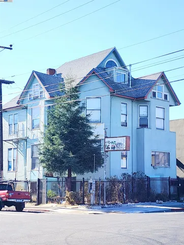 a front view of a building with street