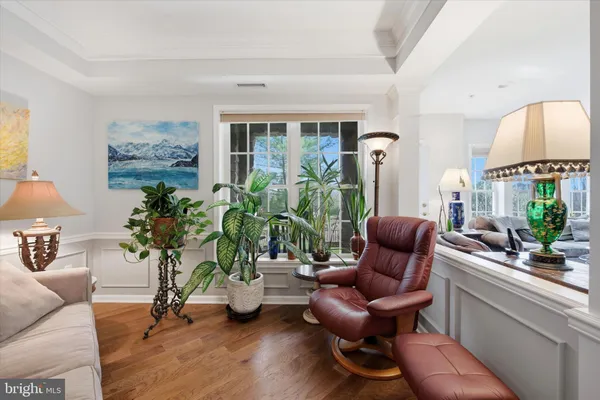 a living room with furniture flowerpot and a potted plant