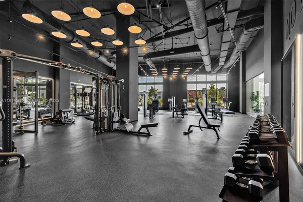 a view of a room with gym equipment