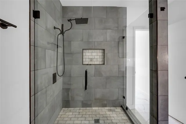 a bathroom with a shower