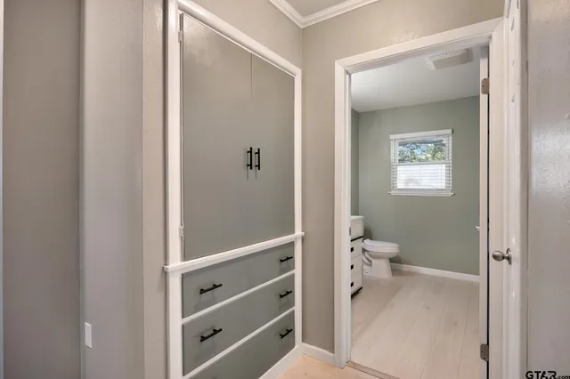 a bathroom with a window