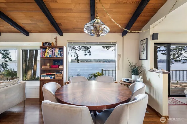 a view of balcony with furniture