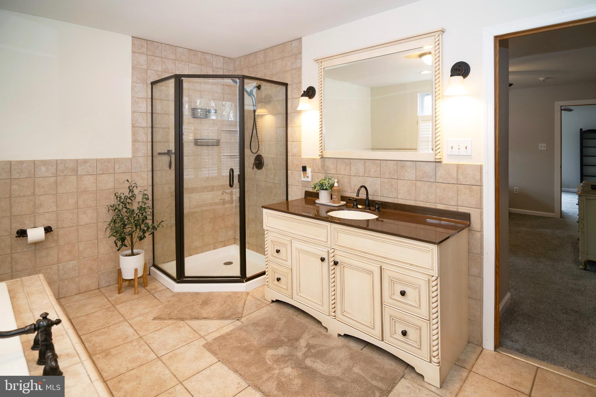 4643 Jackson Road Williamstown, NJ 08094 - Photo 53 of 74 a spacious bathroom with a shower sink and mirror