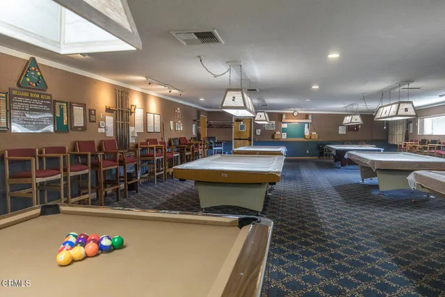 a room with pool table