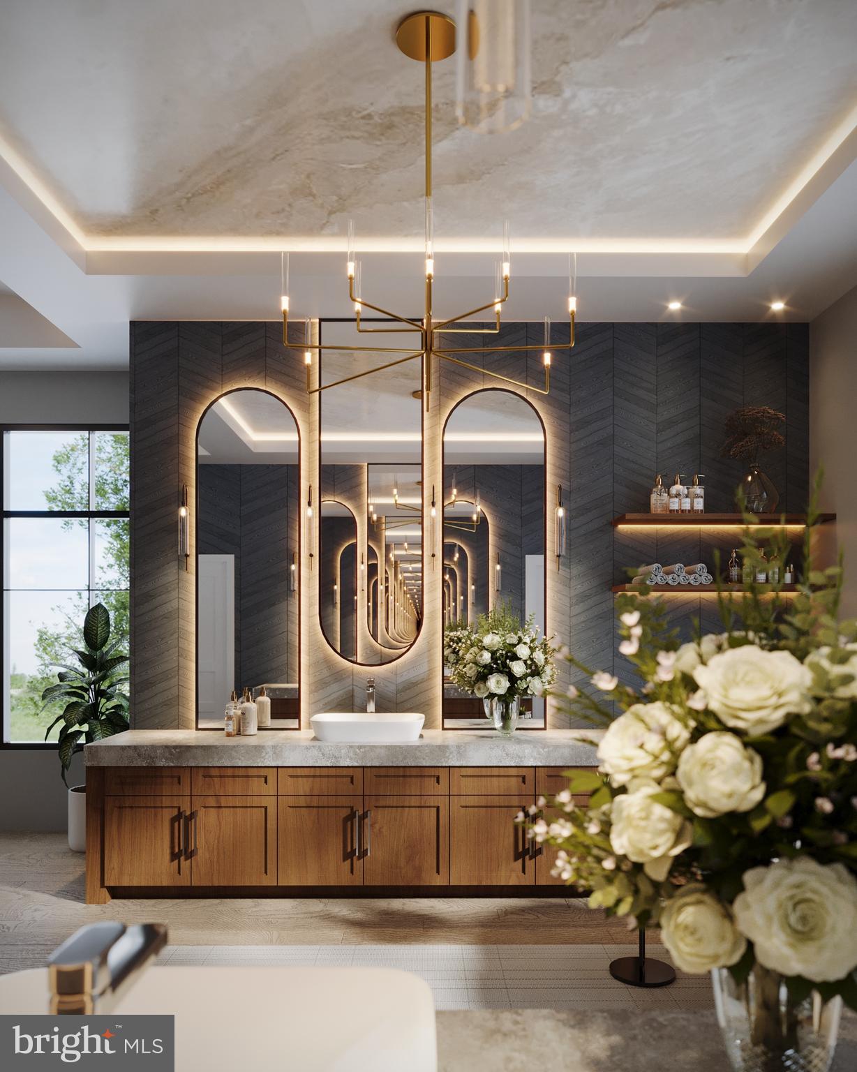 8111 Georgetown Pike McLean, VA 22102 - Photo 20 of 49 a bathroom with a granite countertop sink a mirror and vanity