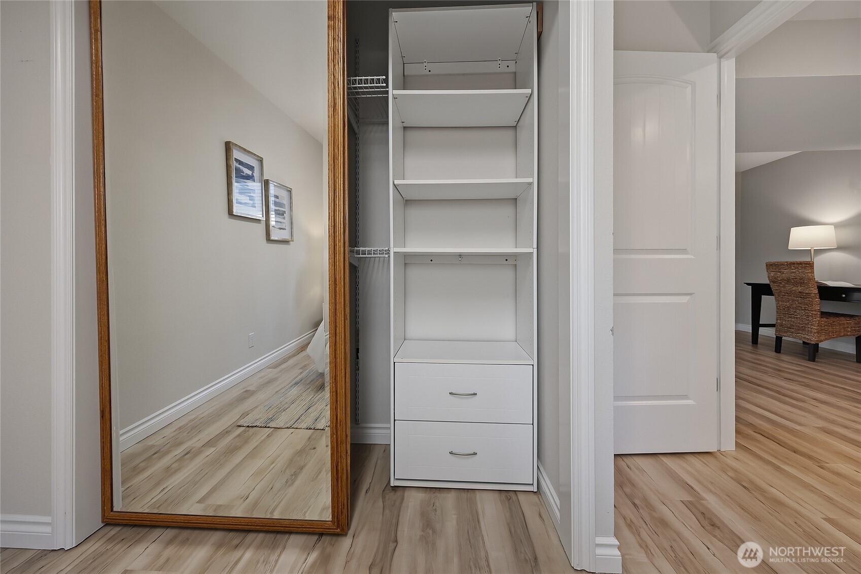 23707 Meridian Place West Bothell, WA 98021 - Photo 30 of 40 a view of a hallway view with wooden floor and staircase