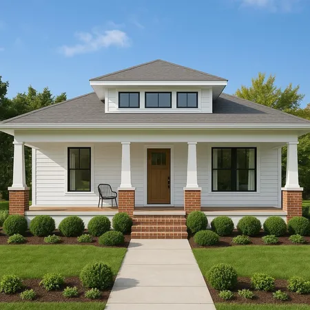 front view of a house with a yard